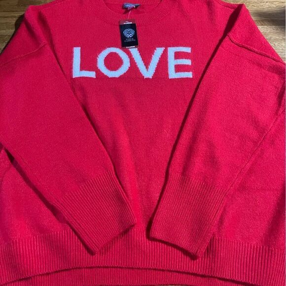 Vince Camuto Bright Cherry Red Love Sweater NWT - Picture 15 of 16